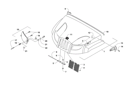 HOOD AND HEADLIGHT ASSEMBLY