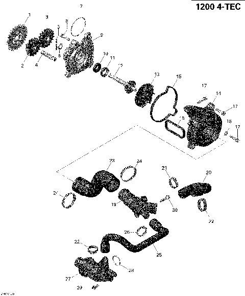 01- Engine Cooling - 1200iTC 4-TEC (GT LE - Renegade Enduro)