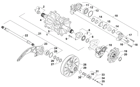 DRIVE TRAIN SHAFTS AND BRAKE ASSEMBLIES