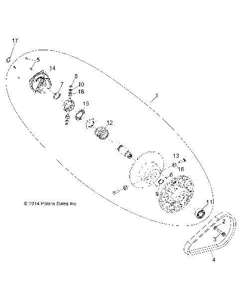 DRIVE TRAIN, SECONDARY CLUTCH - A16DAE57A9/AM (49ATVCLUTCHDRIVEN1323286)