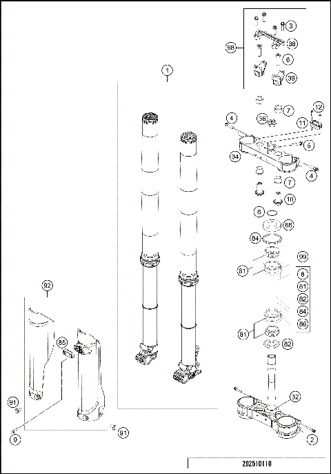 FRONT FORK, TRIPLE CLAMP