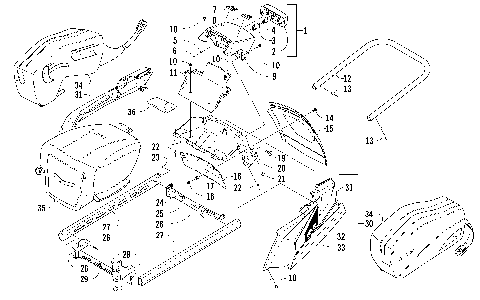 REAR BUMPER, RACK RAIL, SNOWFLAP, AND TAILLIGHT ASSEMBLY [98202]