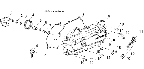 ENGINE, CLUTCH COVER and KICK START - A17YAK05A4/A6 (49ATVCRANKCASECVRLH09OUT50)