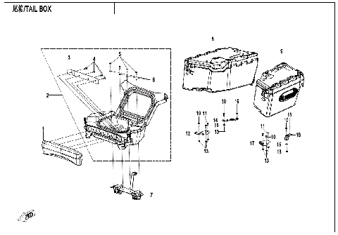 TAIL BOX (OVERLAND,THREE BOXES)