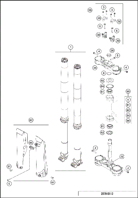 FRONT FORK, TRIPLE CLAMP