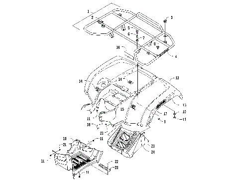 REAR RACK, BODY PANEL, AND FOOTWELL ASSEMBLIES [301818]