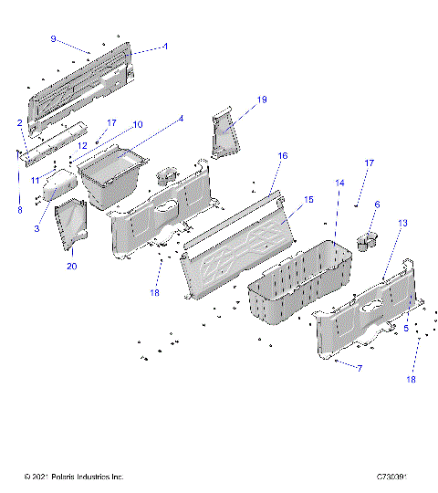 BODY, FLOOR CLOSEOFFS AND BIN - D22M4A57B4/G57B4 (C730391)