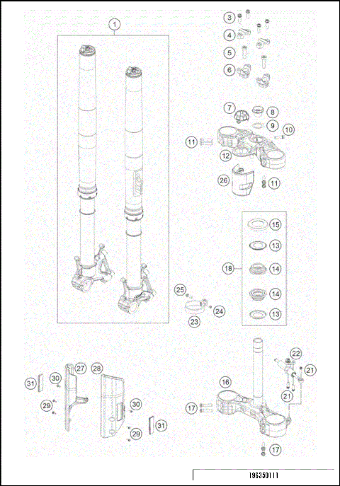 FRONT FORK, TRIPLE CLAMP