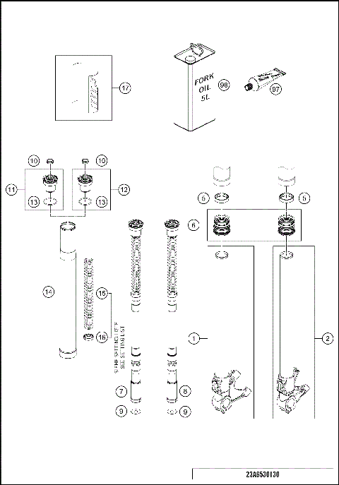 FRONT FORK DISASSEMBLED