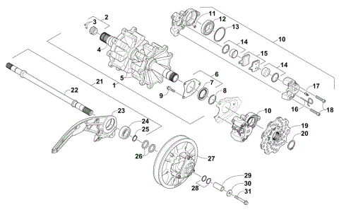 DRIVE TRAIN SHAFTS AND BRAKE ASSEMBLIES
