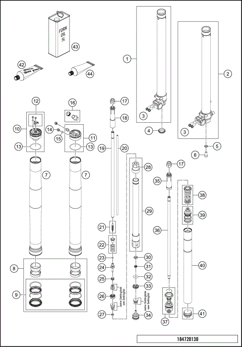 FRONT FORK DISASSEMBLED