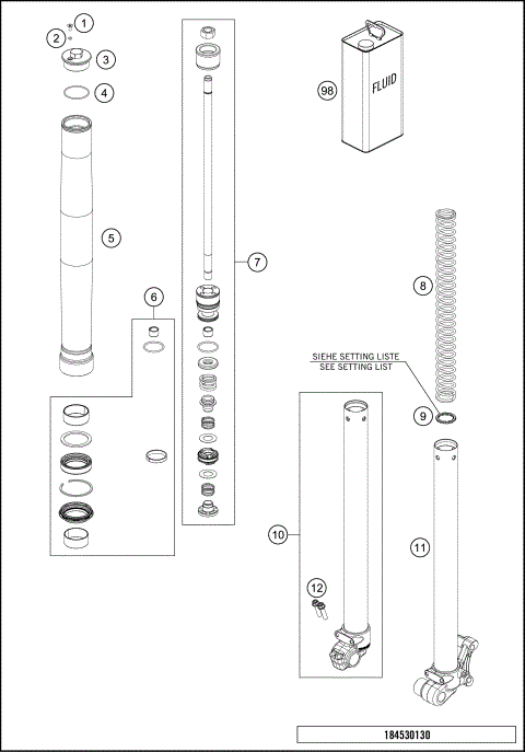FRONT FORK DISASSEMBLED