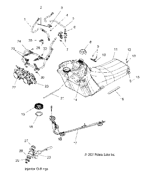 FUEL SYSTEM, FUEL TANK, LINES and THROTTLE BODY - S08PR6/PS6/PR7/PS7 (49SNOWFUEL08SB)