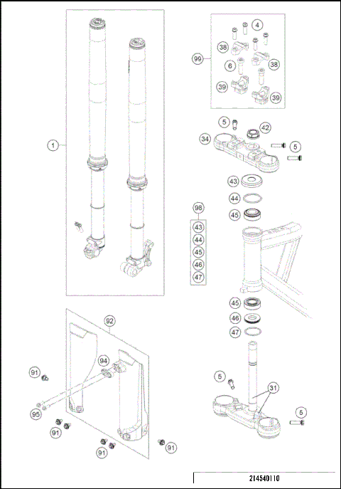 FRONT FORK, TRIPLE CLAMP