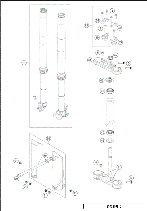 FRONT FORK, TRIPLE CLAMP