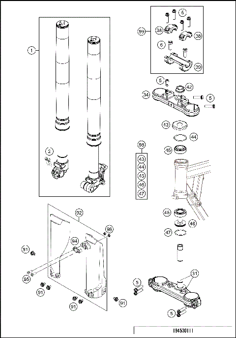 FRONT FORK, TRIPLE CLAMP