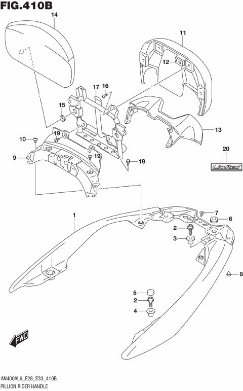 PILLION RIDER HANDLE (AN400ZAL6 E28)