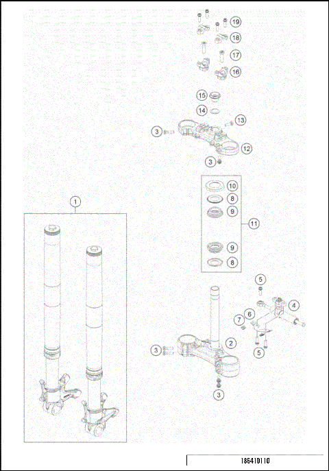 FRONT FORK, TRIPLE CLAMP