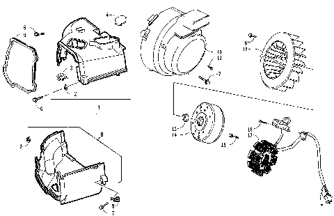 STATOR, FLYWHEEL, AND ENGINE SHROUD ASSEMBLIES [85290]