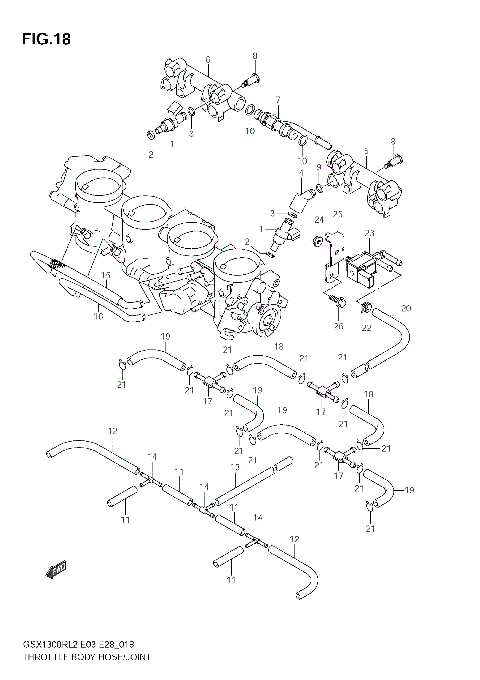 THROTTLE BODY HOSE/JOINT (GSX1300R L2 E33)