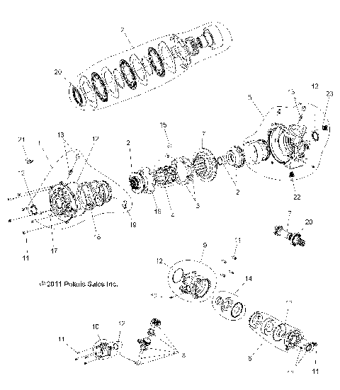 DRIVE TRAIN, FRONT GEARCASE INTERNALS - A14TN55FA (49ATVGEARCASE1332963)