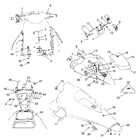 FRONT STORAGE COMPARTMENT HURRICANE B974473 and Intl. HURRICANE I974473 (4941044104A007)