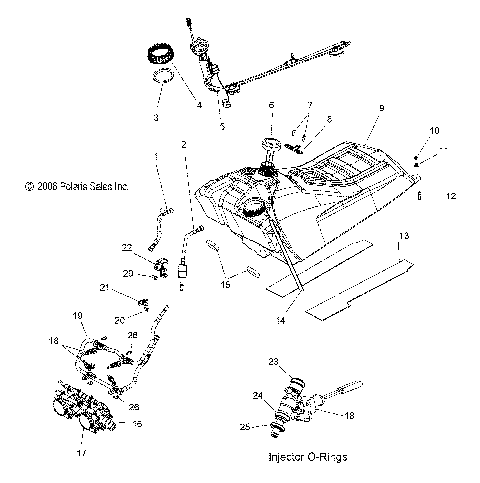 FUEL SYSTEM, FUEL TANK, RAIL, LINES and THROTTLE BODY - S08PL7JS (49SNOWFUEL08RMKSPL)