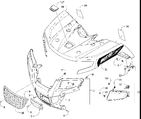 FRONT BODY PANEL AND HEADLIGHT ASSEMBLIES [300760]