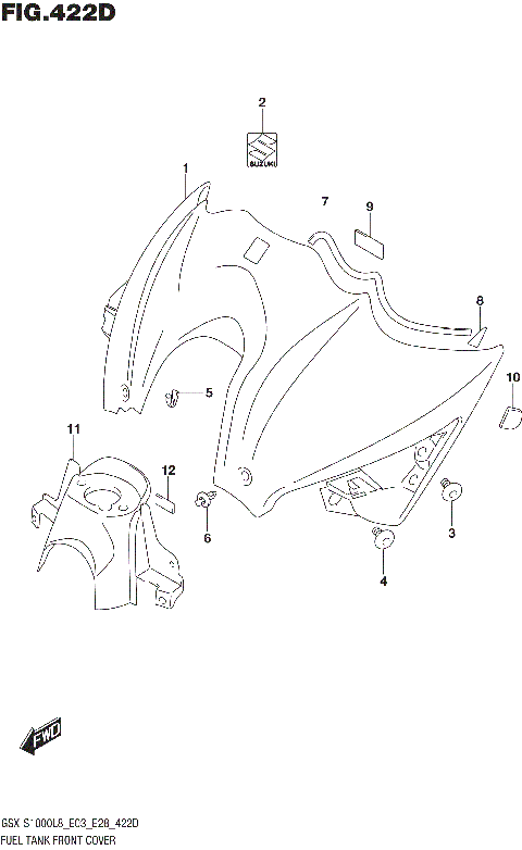 FUEL TANK FRONT COVER (GSX-S1000AZL8 E28)