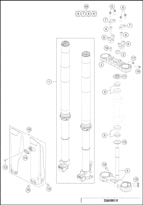 FRONT FORK, TRIPLE CLAMP