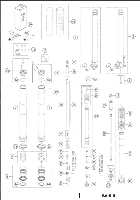 FRONT FORK DISASSEMBLED