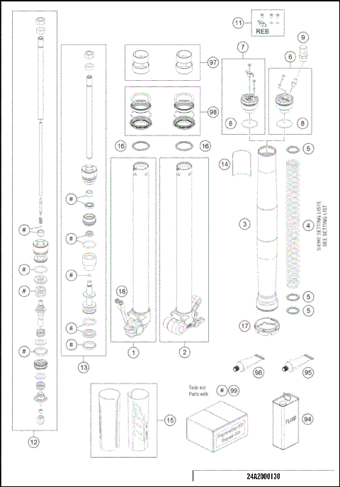 FRONT FORK DISASSEMBLED