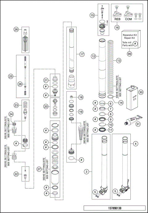 FRONT FORK DISASSEMBLED