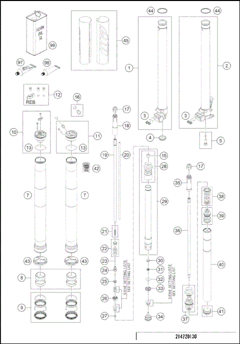 FRONT FORK DISASSEMBLED