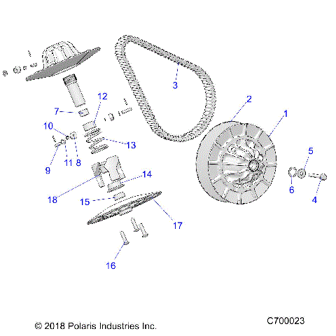 DRIVE TRAIN, SECONDARY CLUTCH - R18RRU99AS/BS (C700023)