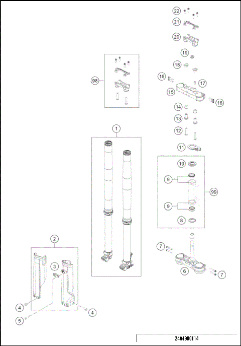 FRONT FORK, TRIPLE CLAMP