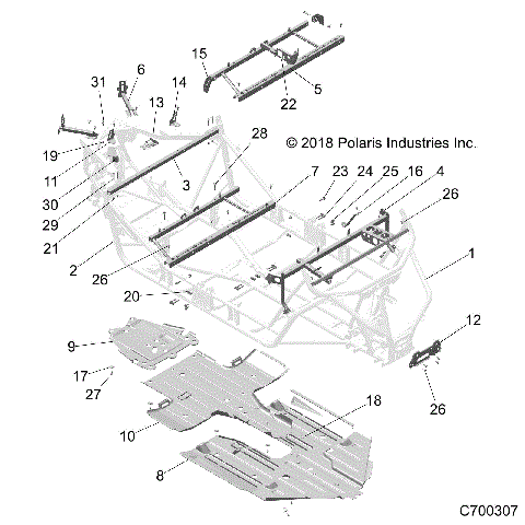 CHASSIS, MAIN FRAME AND SKID PLATE - Z21A4E99AX/BX(C700307)