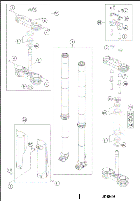 FRONT FORK, TRIPLE CLAMP