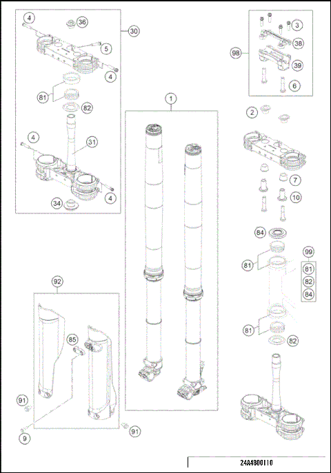 FRONT FORK, TRIPLE CLAMP