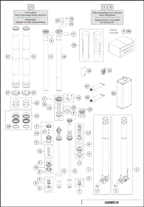 FRONT FORK DISASSEMBLED