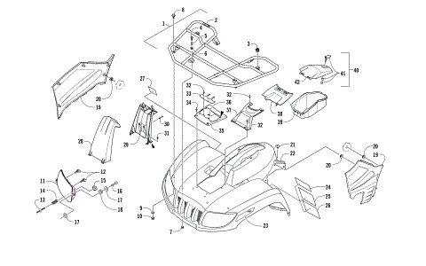 FRONT RACK, BODY PANEL, AND HEADLIGHT ASSEMBLIES