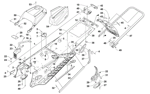 TUNNEL, REAR BUMPER, AND SNOWFLAP ASSEMBLY