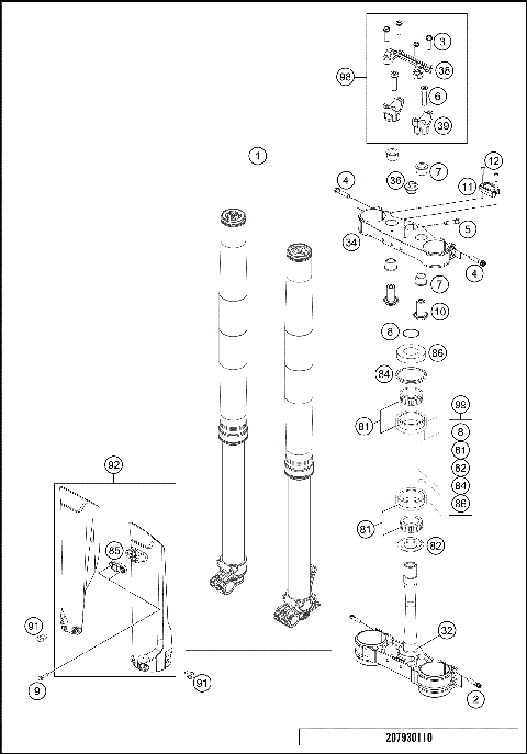 FRONT FORK, TRIPLE CLAMP