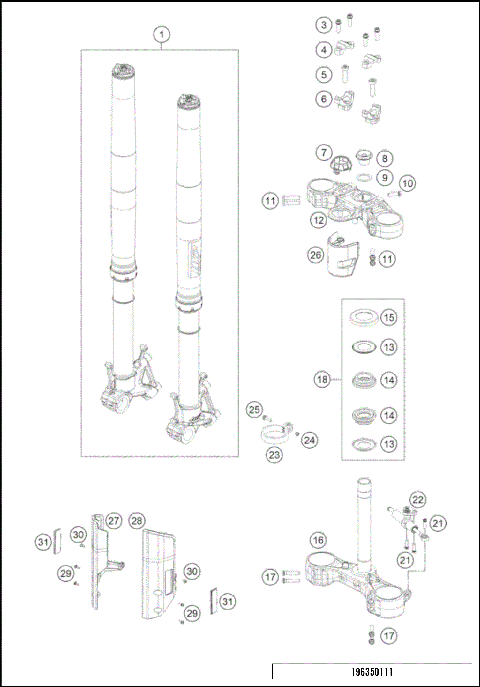 FRONT FORK, TRIPLE CLAMP