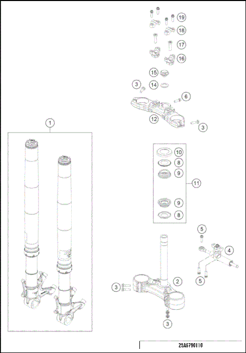 FRONT FORK, TRIPLE CLAMP