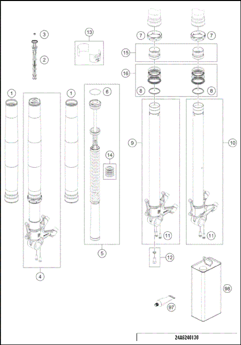FRONT FORK DISASSEMBLED