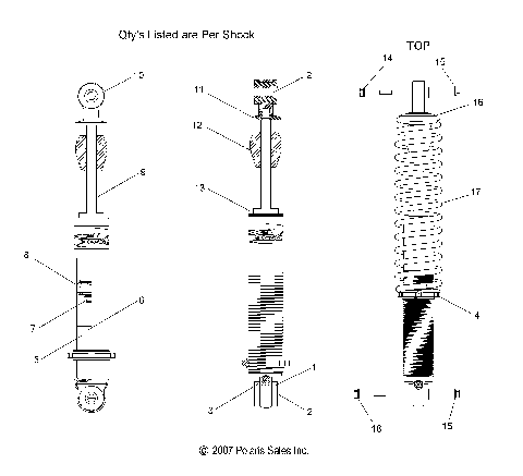 SUSPENSION, SHOCK, IFS (7043245) - S10PR8ESA/ESL (49SNOWSHOCKIFS7043245SB)
