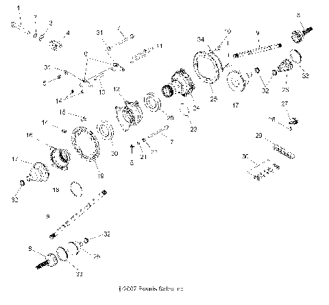 DRIVE TRAIN, REAR DRIVE SHAFT ASM. - A08GP52AA (49ATVSHAFTDRIVERR08OUT525IRS)