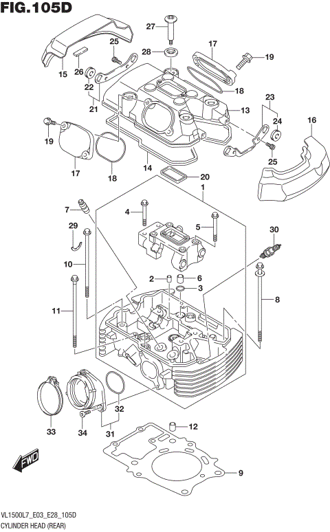 CYLINDER HEAD (REAR) (VL1500BTL7 E28)