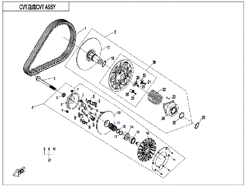 CVT ASSY (NO SPEED LIMITED,16g WEIGHT ROLLER)